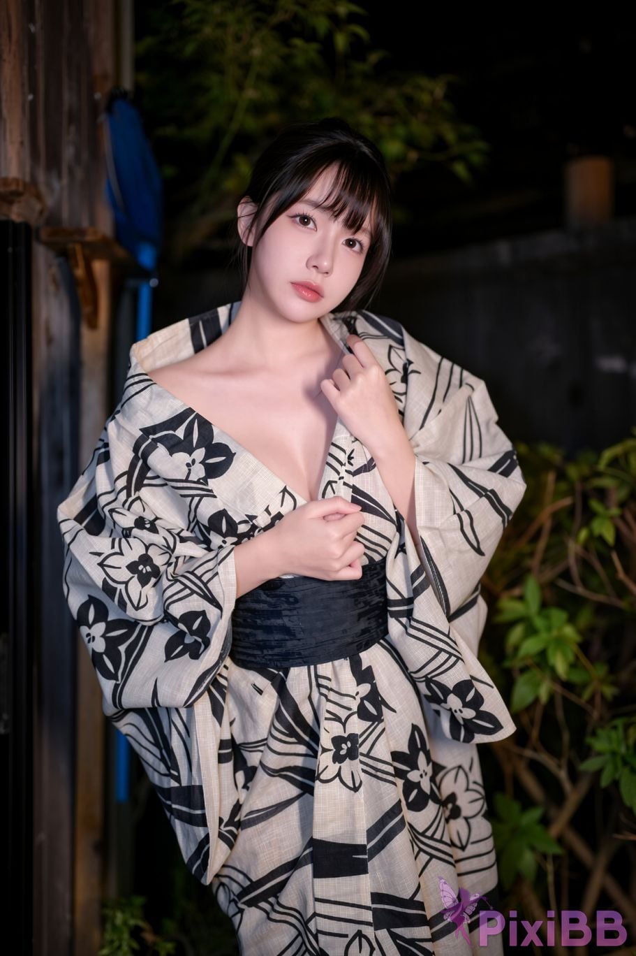 AI Enhanced BLUECAKE Lee Ahrin KIMONO PixiBB.COM 063