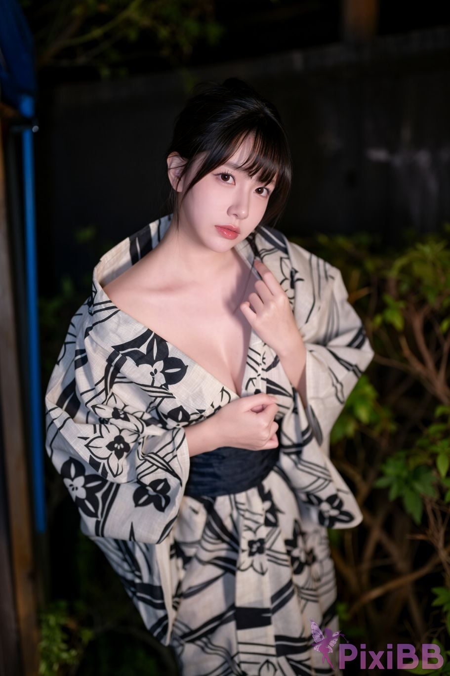 AI Enhanced BLUECAKE Lee Ahrin KIMONO PixiBB.COM 064