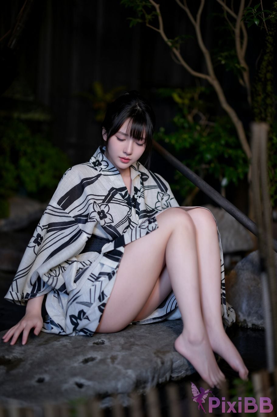 AI Enhanced BLUECAKE Lee Ahrin KIMONO PixiBB.COM 067