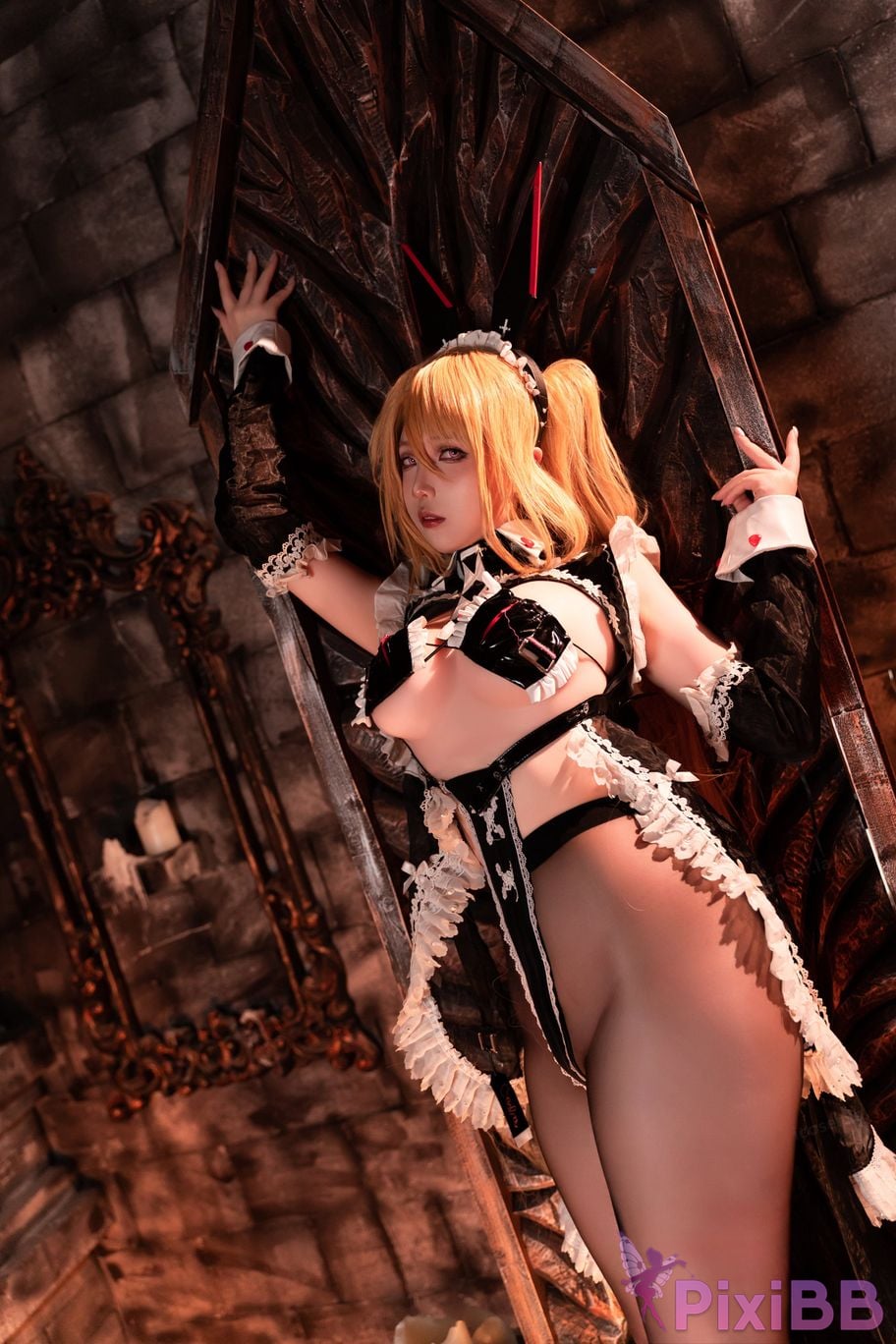 Cosplayer small and sweet wine Crossed fronts maid jivayus PixiBB.COM 030