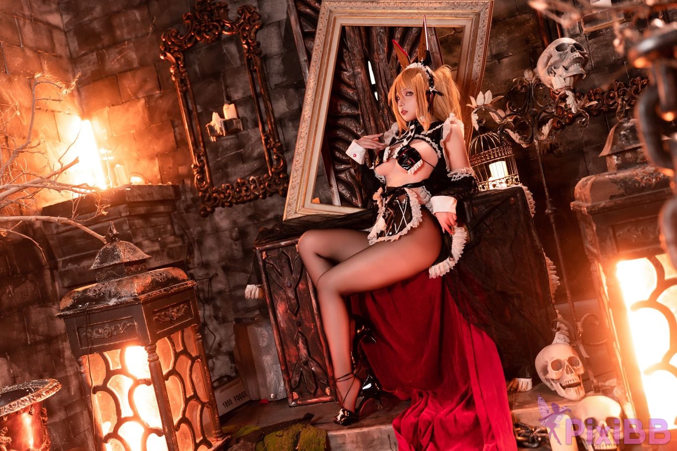 Cosplayer small and sweet wine Crossed fronts maid jivayus PixiBB.COM 070