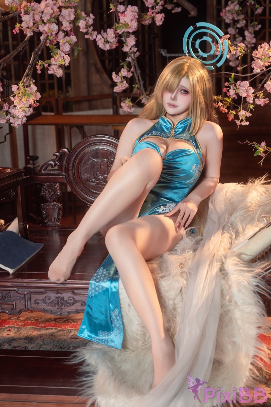 Cosplayer meow lock Asuna cheongsam PixiBB.COM 007