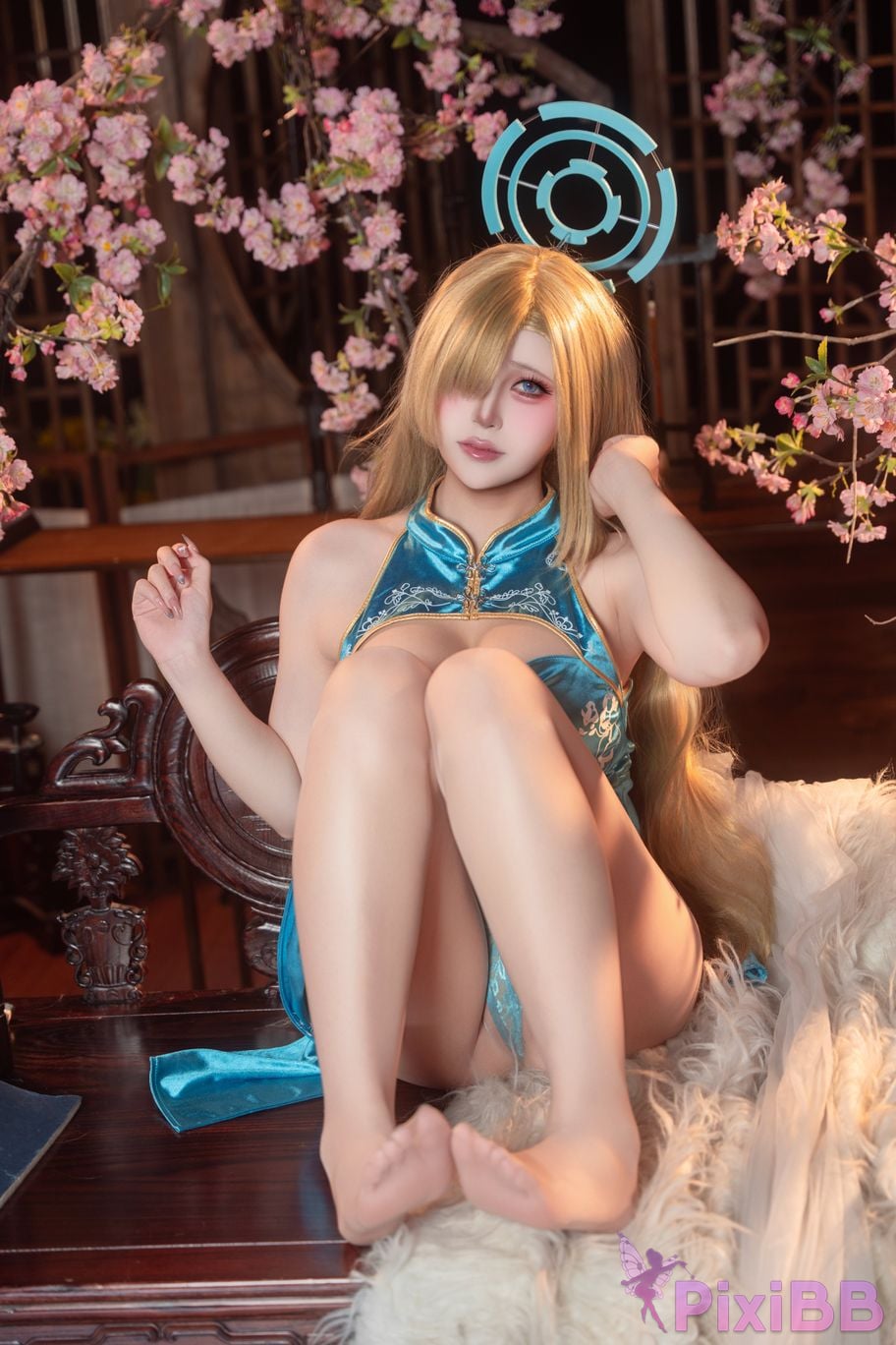 Cosplayer meow lock Asuna cheongsam PixiBB.COM 008