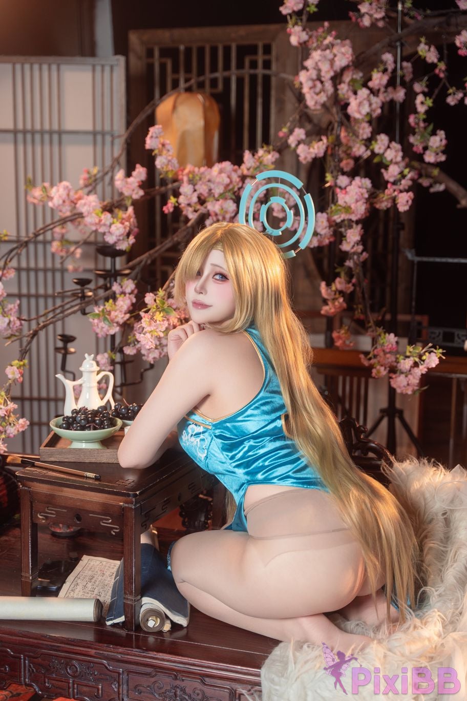 Cosplayer meow lock Asuna cheongsam PixiBB.COM 011